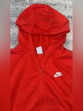 Nike Red Hooded Zip Pullover with White Logo